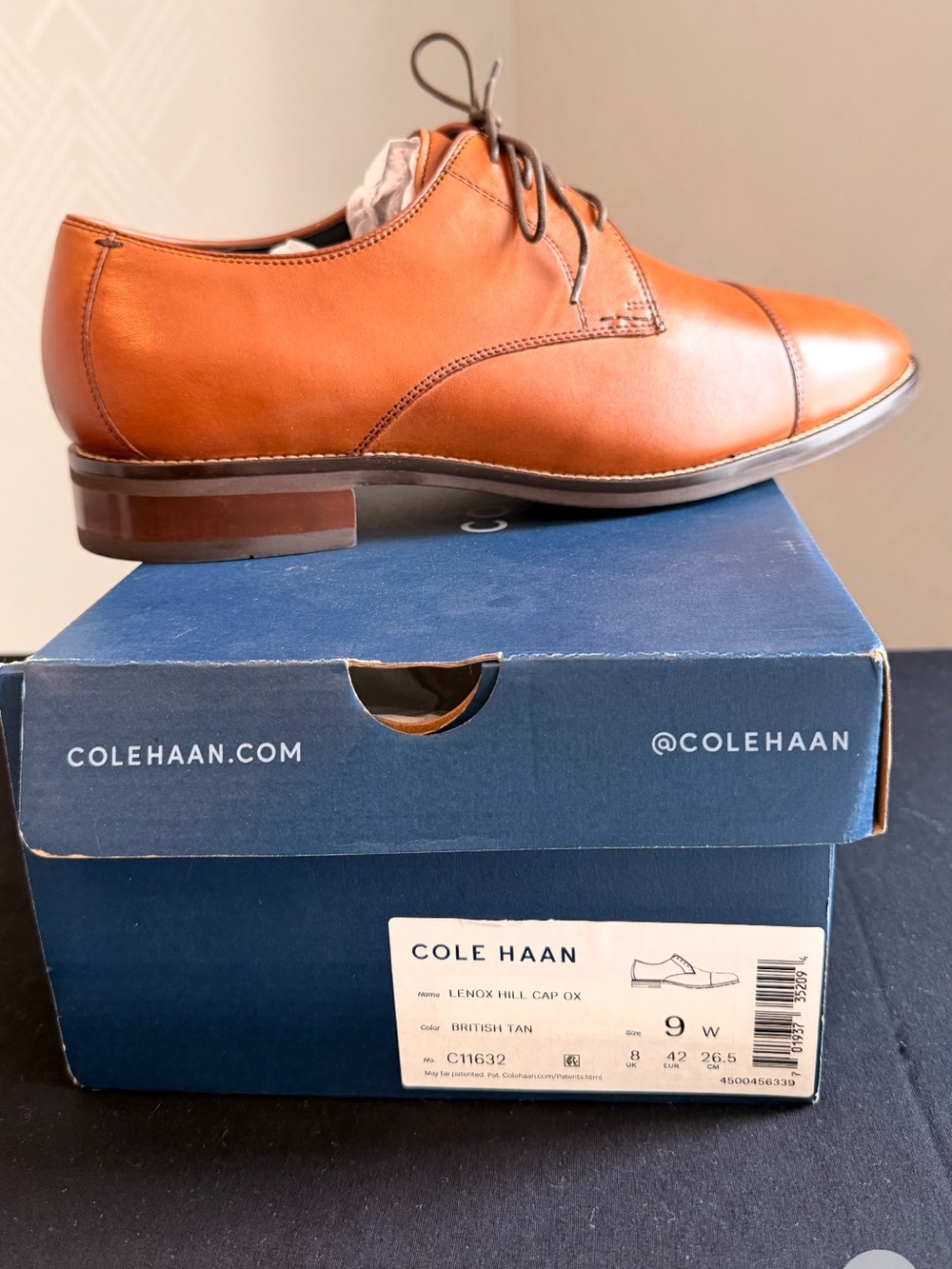 Cole Haan Men’s British Tan Leather Cap-Toe Derby - Picture 2 of 6